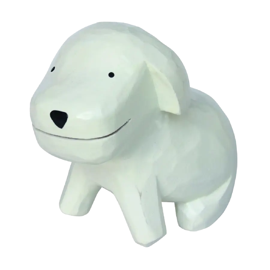 Figurine Caniche nain Blanc en Bois | Engimon - Animal