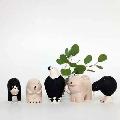 Figurine Chat Hachiware en Bois - Animal en bois