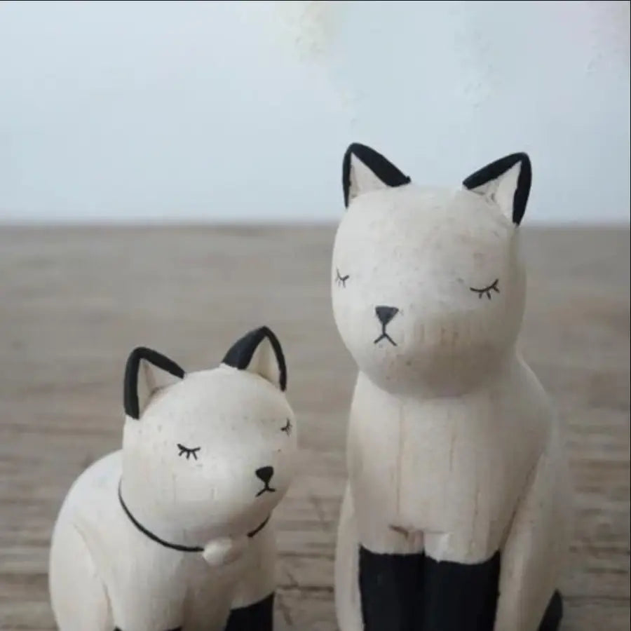 Figurine Chats siamois Parent en Bois - Wodden Animal