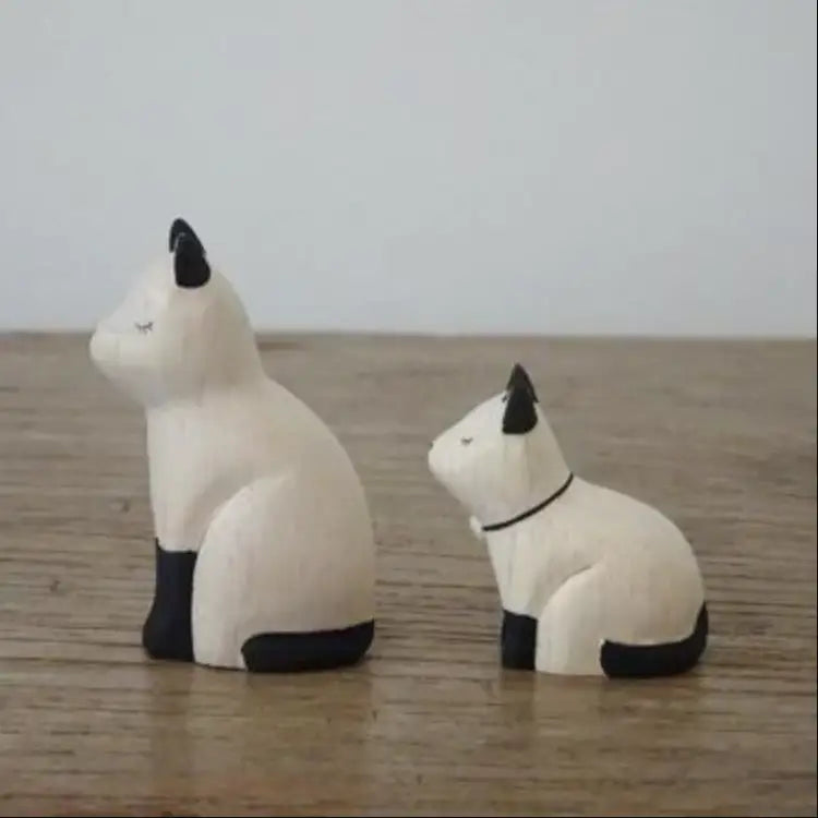 Figurine Chats siamois Parent en Bois - Wodden Animal