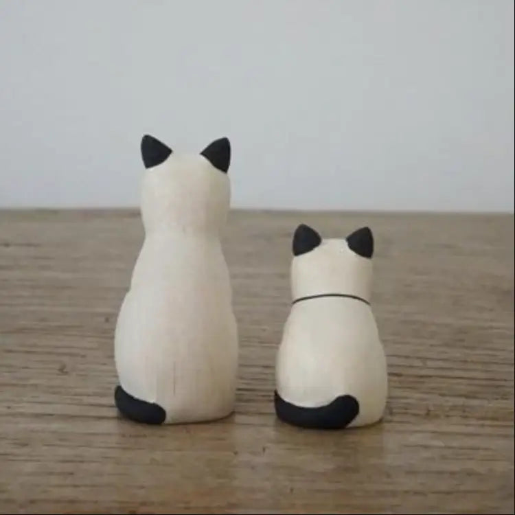 Figurine Chats siamois Parent en Bois - Wodden Animal