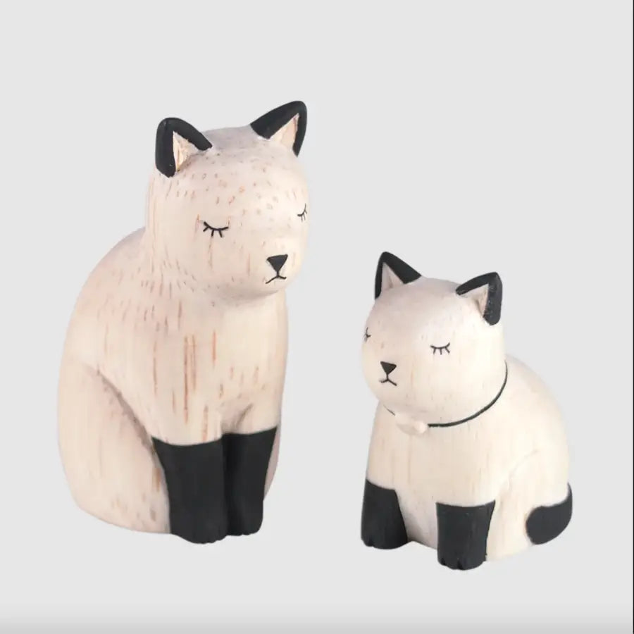 Figurine Chats siamois Parent en Bois - Wodden Animal