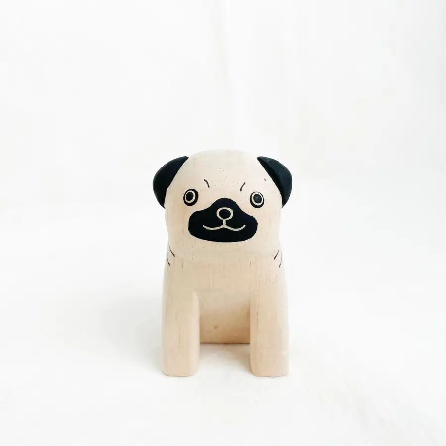 Figurine Chien Carlin en Bois - Animal en bois