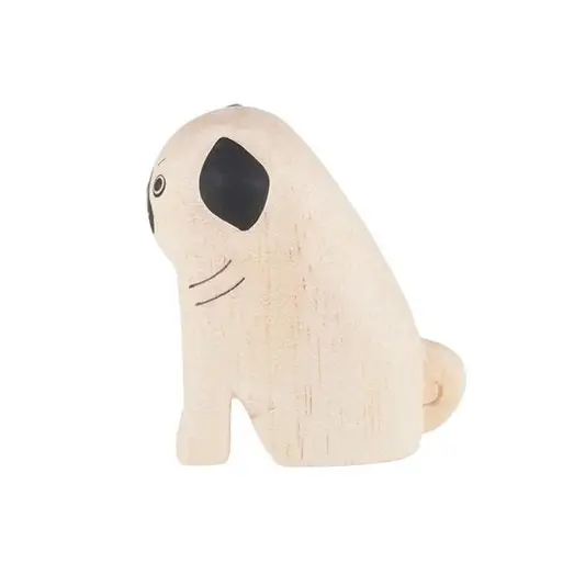 Figurine Chien Carlin en Bois - Animal en bois