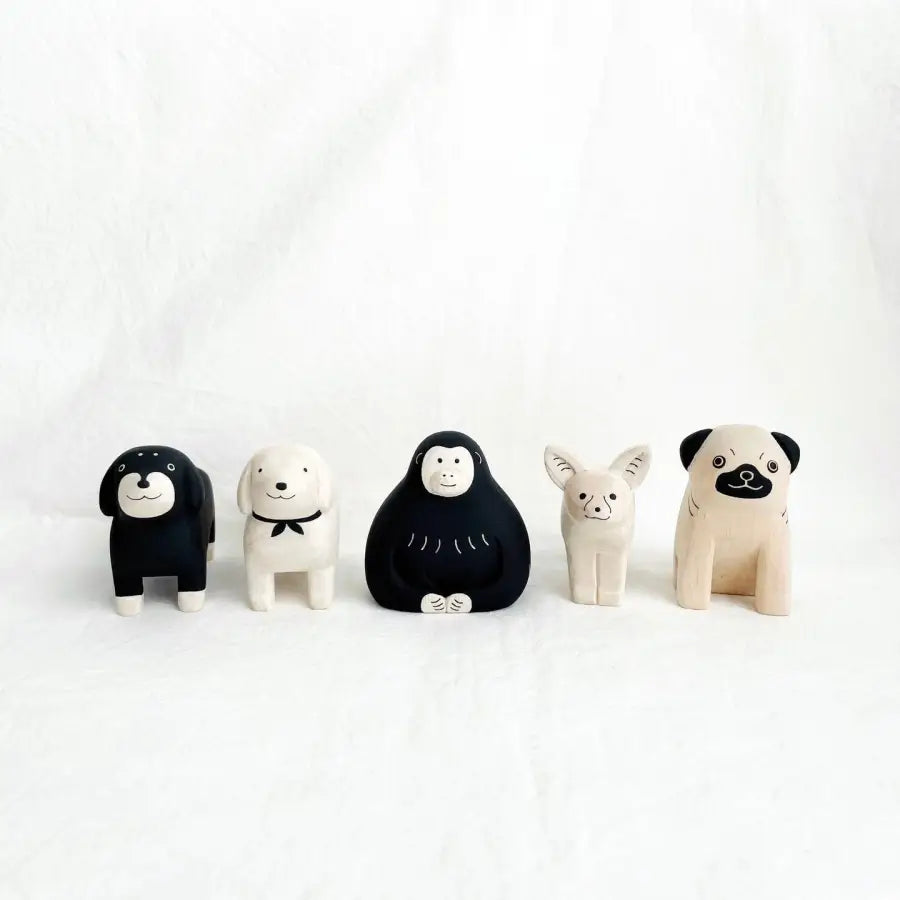 Figurine Chien Carlin en Bois - Animal en bois