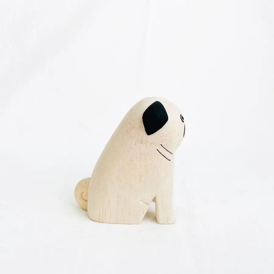 Figurine Chien Carlin en Bois - Animal en bois