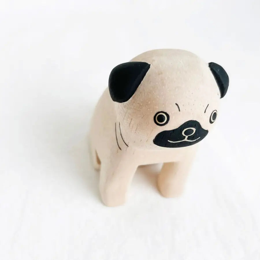 Figurine Chien Carlin en Bois - Animal en bois