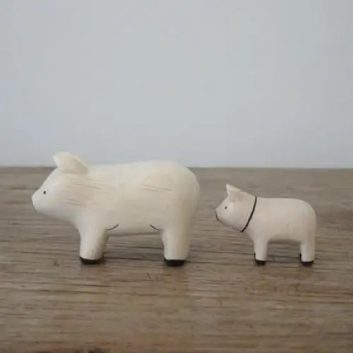 Figurine Famille cochons en Bois - Wooden Animal