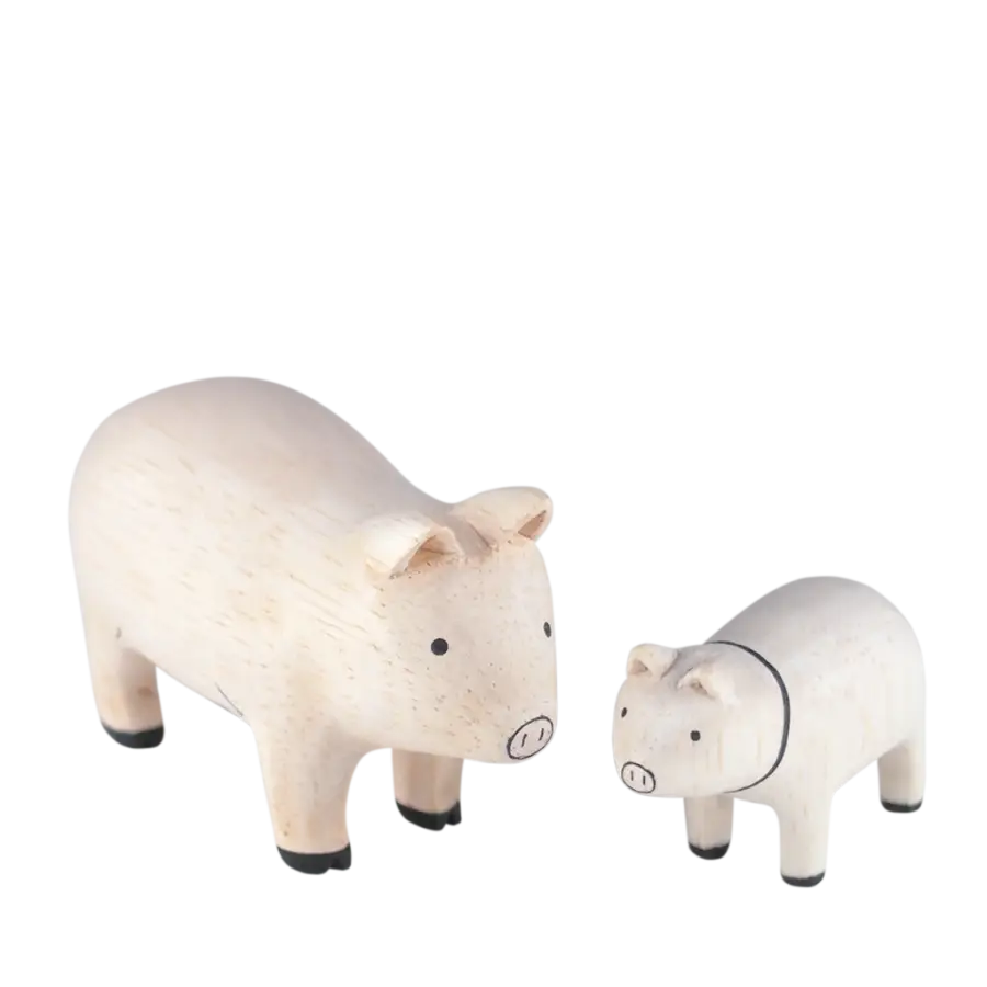 Figurine Famille cochons en Bois - Wooden Animal