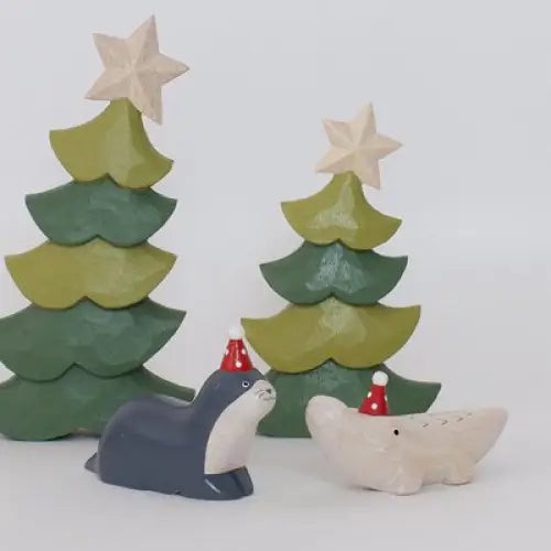 Figurine Loutre de Noël en Bois - Animal en bois