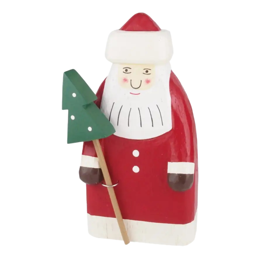 Figurine Père Noël avec Sapin en Bois - Animal en bois