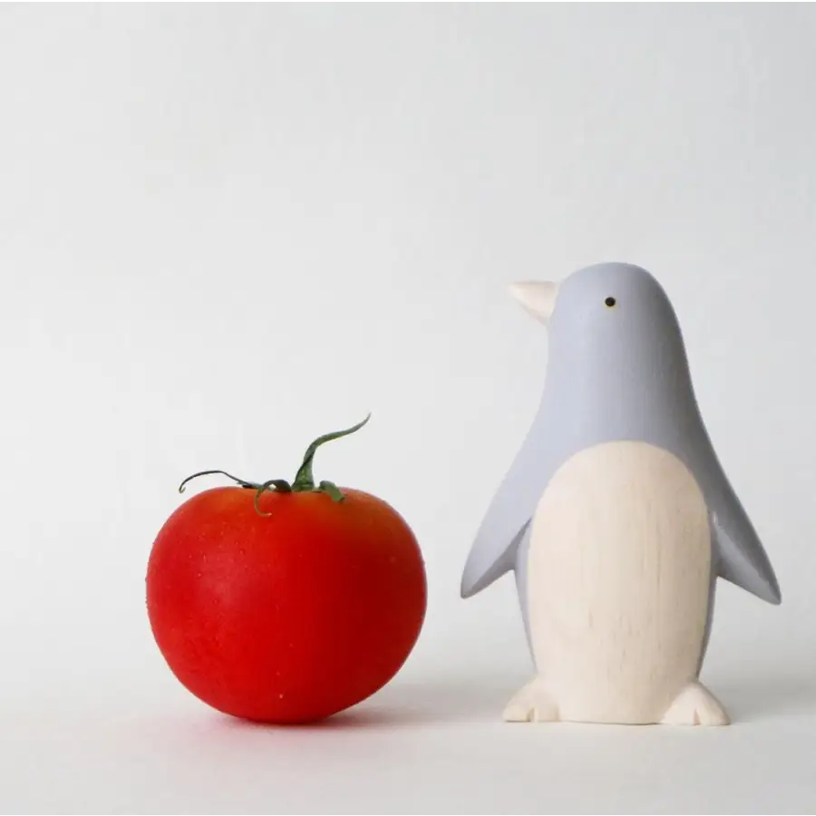 Figurine Pingouin gris en Bois - Animal en bois