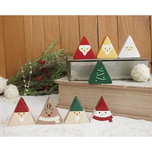 Figurine Renne Triangulaire de Noël - Animal en bois