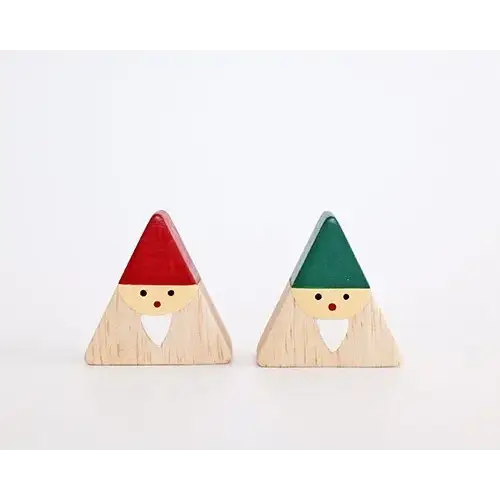 Figurine Sapin Triangulaire de Noël Vert - Animal en bois