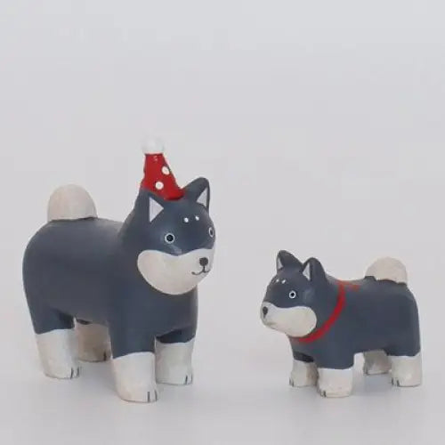 Figurine Shiba de Noël Enfant en Bois - Animal en bois