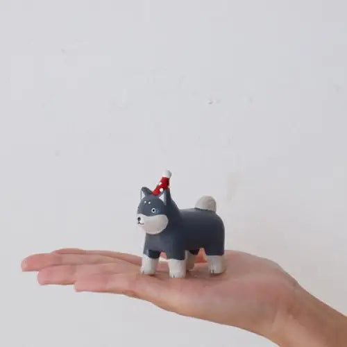 Figurine Shiba de Noël Enfant en Bois - Animal en bois