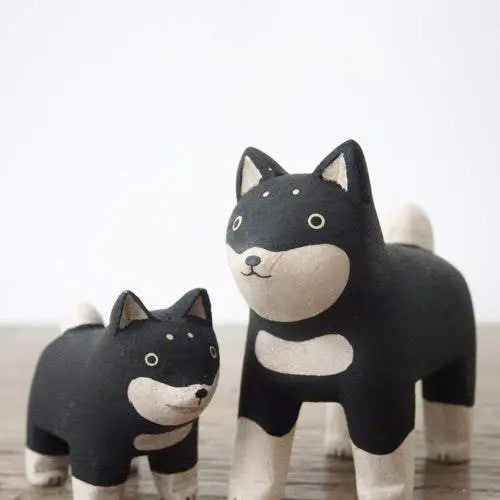 Figurine Shiba Parent en Bois - Wodden Animal