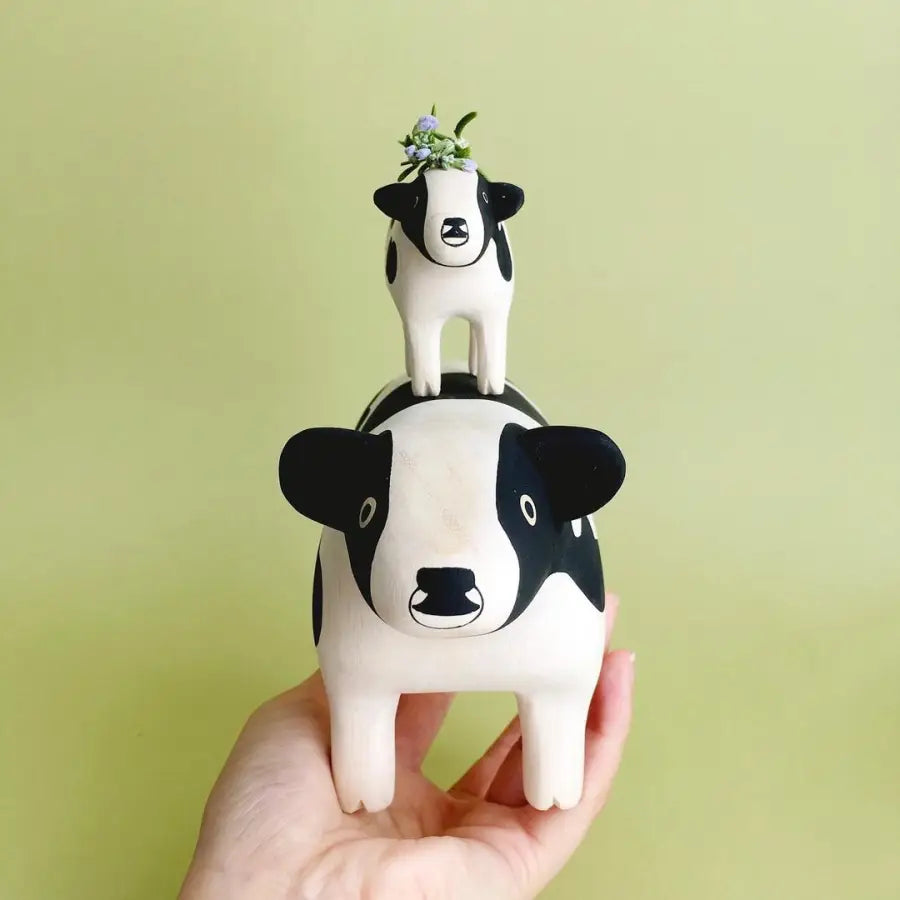 Figurine Vache Pole Pole Grande Taille - Wooden Animal