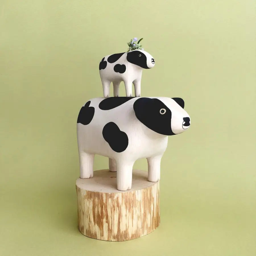 Figurine Vache Pole Pole Grande Taille - Wooden Animal