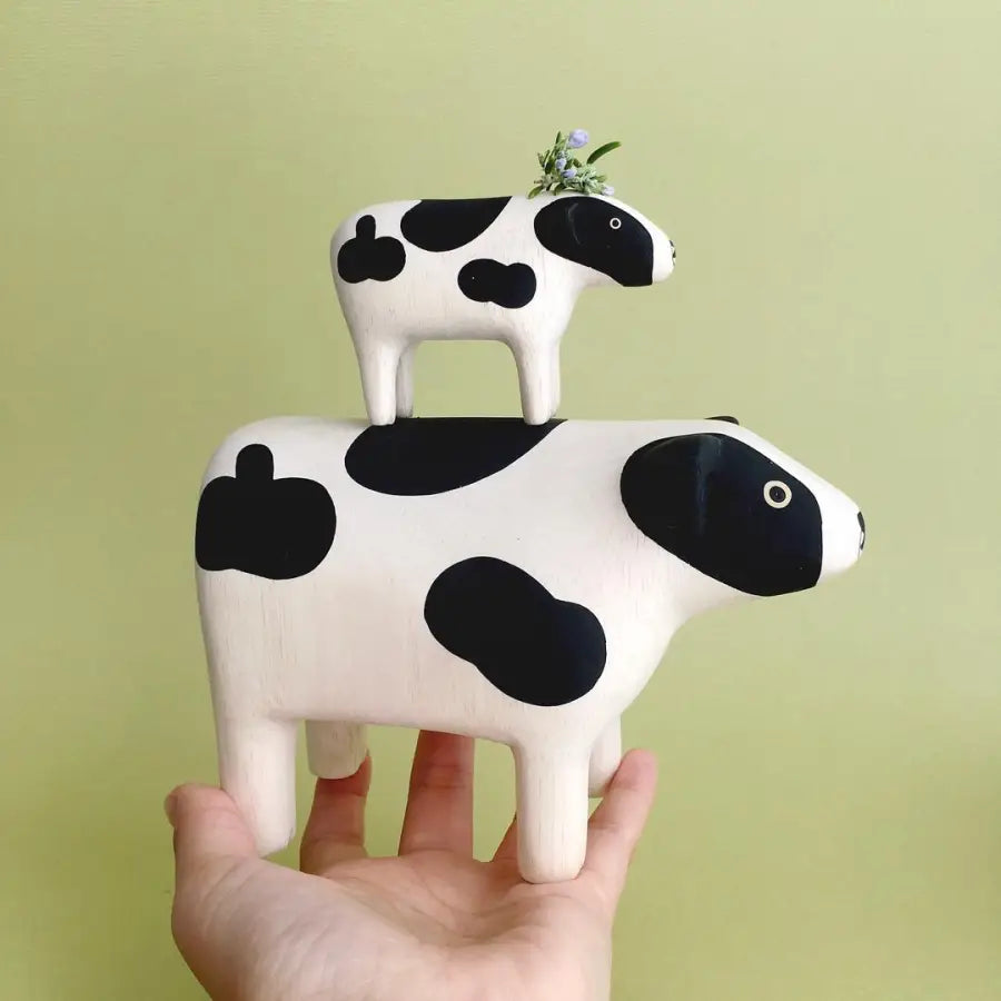 Figurine Vache Pole Pole Grande Taille - Wooden Animal