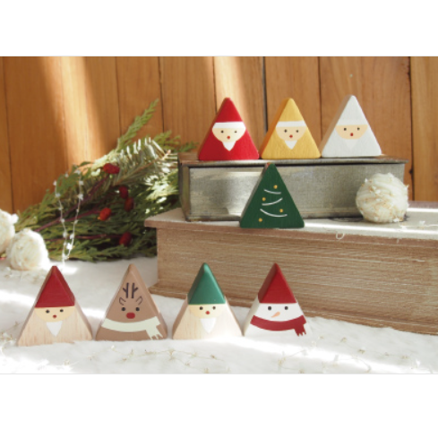 Figurine Père Noël Triangulaire de Noël Rouge